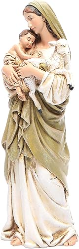 Statue Vierge à l'enfant pâte à Bois colorée 15 cm - Nail Gallerys