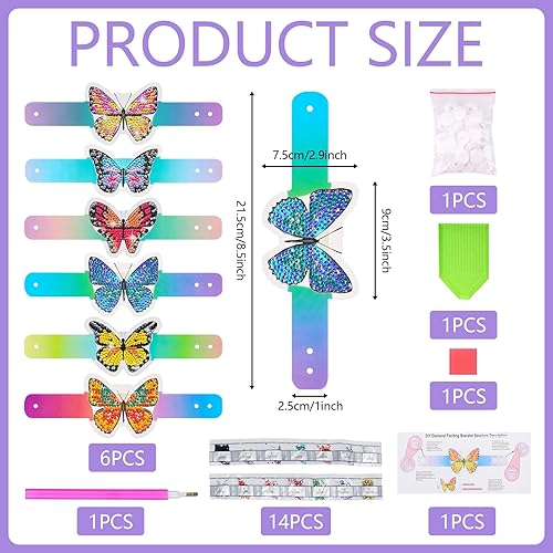 Diamond Painting Bracelets papillon pour enfants, bracelets à faire soi-même pour garçons et filles, cadeaux faits maison, anniversaires, Pâques et occasions spéciales, kits de bricolage pour enfants - Nail Gallerys