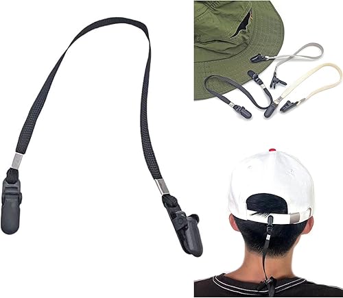 Sangle coupe-vent pour chapeau d'extérieur - Cordon pour éviter de se perdre pour la pêche, la randonnée, les voyages, l'escalade, le chapeau - Clip de sangle pour chapeau - Clip de sangle de chapeau - Nail Gallerys