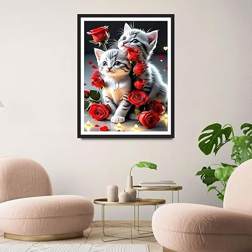 QINRUBB DIY 5D Chatons Peinture Diamant Painting Kit, 5D Fleurs de Roses Art du Diamant Complet Kits, Amoureux Diamond Art Kits Point de Croix Painting pour Adultes Débutants Maison Décor 30x40 cm - Nail Gallerys