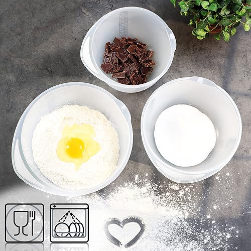 com-four® 3x bols antidérapant - bol à fond avec arrêt - bol à mélanger avec bec verseur - lavable au lave-vaisselle (3 parties - blanc) - Nail Gallerys