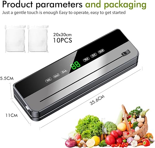 Machine à emballer sous vide, pour aliments, machine à emballer sous vide, machine à emballer sous vide, avec dix sacs sous vide, six fonctions, amovible, pour aliments - Nail Gallerys