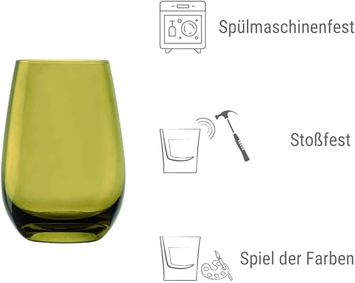 Stölzle Lausitz Mediterraner Mix I verres modernes haut de gamme de la série Elements I verres 465 ml I set de 6 verres I verres colorés I le verre à boire passe au lave-vaisselle - Nail Gallerys