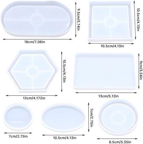 Lot de 7 moules en silicone, dessous de verre, moules en silicone pour le béton, la décoration de la maison, les plateaux de cuisine à faire soi-même - Nail Gallerys