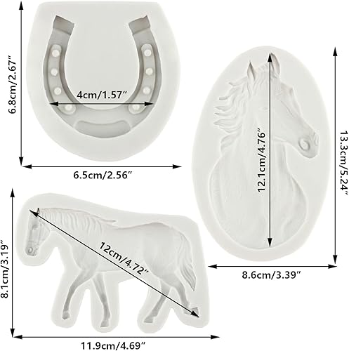 MINFEIDMS Lot de 3 moules en silicone en forme de fer à cheval pour décoration de gâteaux, bonbons, chocolat, pâte à sucre, argile polymère - Nail Gallerys