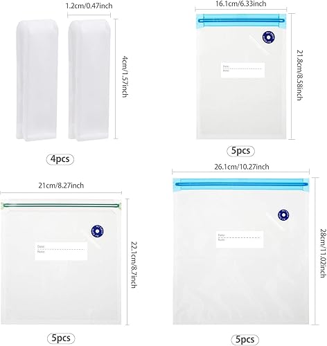 15 Sac Sous Vide Alimentaire Réutilisable, Sacs de Conservation sous vide Zip, Sacs Sous-vide Scellés Alimentaires avec 4 Clips de Scellage, sans BPA Sac Stockage pour Fruits Viande Pain - Nail Gallerys