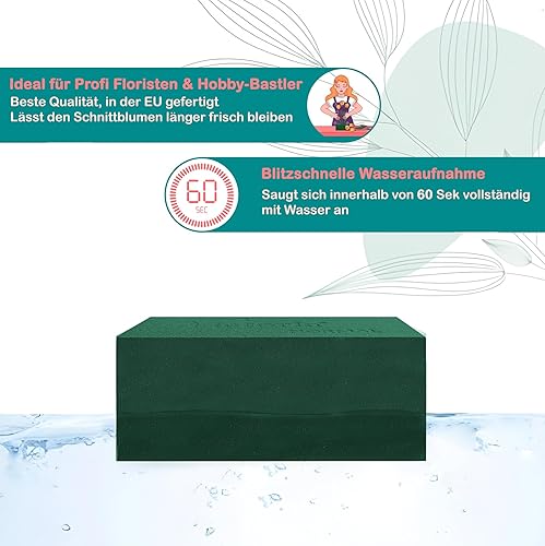 Creativery Mousse à fleurs humide en forme de croix 55 x 39 x 6 cm sur support en mousse rigide – Pour fleuristes professionnels et amateurs – Grande fleur – Fleurs fraîches – Accessoires floraux - Nail Gallerys