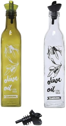 WESTCRAFT Bouteille d'huile en verre foncé et clair de 500 ml avec bec verseur, bouteille de vinaigre, élégante pour cuisine, barbecue, pâtes, salades et pâtisseries, blanc, 500 ml - Nail Gallerys