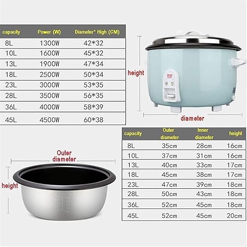 FUfIzU Cuiseur À Riz Électrique Commercial, 8-45L Grande Capacité, pour Cantine/Hôtel/École, 10L - Nail Gallerys