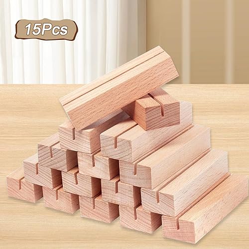 TYFYH 15 Pièces Porte Carte Bois, Porte Menu, Bois Naturel Support Photo Carte, Porte Menu Mariage, Stabil Porte Photo Bois Support, pour Mariage, Restaurants, Mariages, Banquets et Fêtes - Nail Gallerys