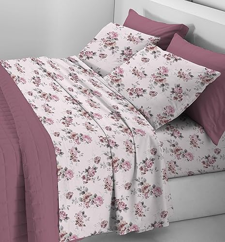 L'EMPORIO CASA Parure de lit en flanelle peignée pour lit double 100 % coton chaud fabriqué en Italie, drap de dessus 240 x 300 + sous angles 180 x 200 + 27 cm, 2 taies d'oreiller 50 x 80 cm, (Martil - Nail Gallerys