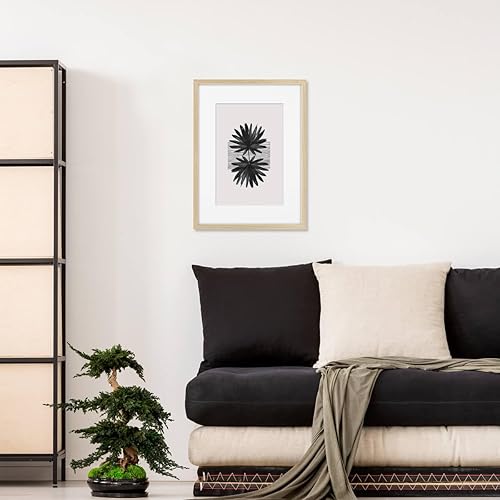 Ceanothe Cadre Photo Bois Chêne 60x80 cm avec Passe-Partout 50x70 cm - Bois Naturel FSC pour A2 et Affiche Poster - Verre Acrylique Incassable Collection Alba - Fabriqué en France - Nail Gallerys