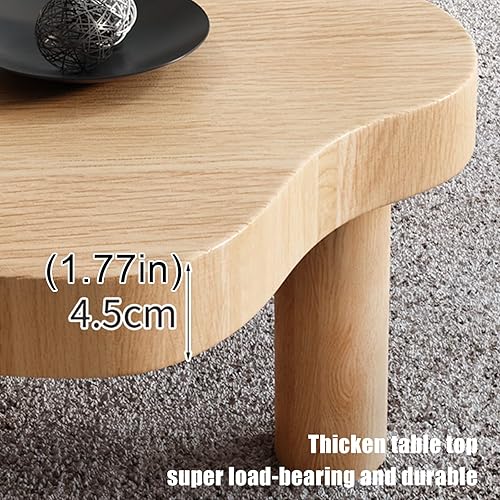 FUYAO Table basse irrégulière en bois, coin rond épais, table basse moderne avec 3 pieds pour meubles de salon - Nail Gallerys