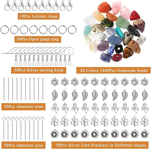 Kyrio 1660pcs Kit de fabrication de bijoux, Kit de perles de cristal 28 couleurs avec fil métallique pour bijoux à fermoir mousqueton, et autres fournitures pour la fabrication de bijoux - Nail Gallerys