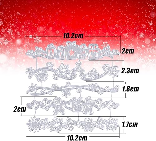 Kit de 5pcs Noël Matrices de Découpe Scrapbooking Dies Cutting Fleur Dentelle Étoile Sapin Cadeau Pochoirs Bricolage Album en Métal Décoration pour Artisanat Fête Noël Anniversaire - Nail Gallerys