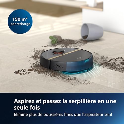 Philips Homerun Série 7000 Robot Aspirateur Laveur, Haute Puissance d'aspiration (5000 Pa), Détection des Petits Objets, avec Station, pour Tapis et Poils d'animaux, Noir, App Connectée, XU7100/01 - Nail Gallerys