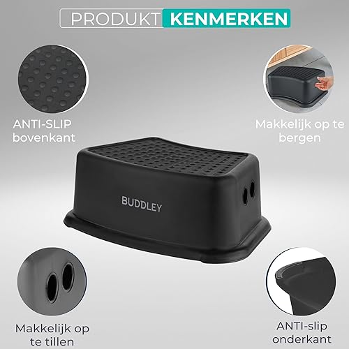 BUDDLEY Lot de 2 marchepieds noirs - Marchepied pour enfant - Tabouret de salle de bain - Marchepied de cuisine - Marchepied pour enfants - Tabouret de salle de bain - Marchepied - Nail Gallerys