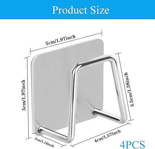 Gudemoore 4 PCS Range Eponge Evier en Acier Inoxydable, Porte Eponge Evier Cuisine, Porte Éponge Cuisine Auto Adhesif, Rangement de la Cuisine et la Salle de Bain, Argenté et Noir - Nail Gallerys