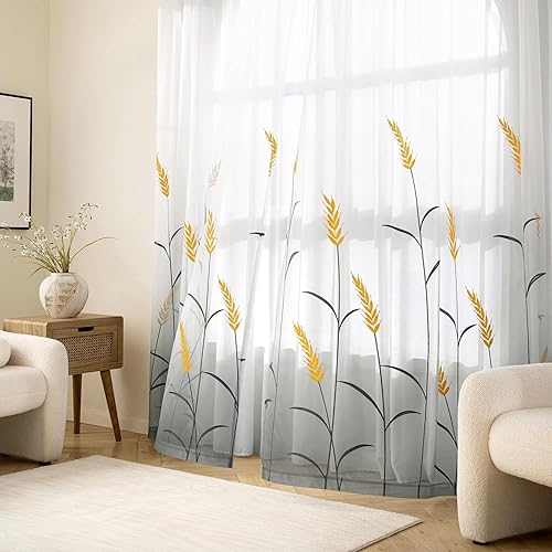 MIULEE Rideaux Translucides à Motifs de Broderies Rideaux dégradés de Style Moderne pour Le Salon et la Chambre 2 pièces L140cmxH245cm, Blanc - Nail Gallerys