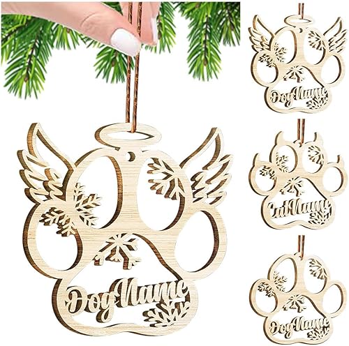 yky Décorations de sapin de Noël personnalisables, cadeau à suspendre en bois, boule personnalisée, ornement de patte (1 pièce) - Nail Gallerys