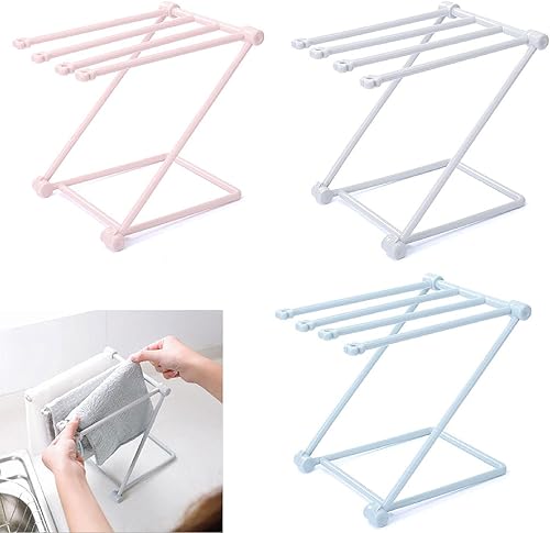 Égouttoir à vaisselle pliable pour comptoir de cuisine - Pour torchons - Bleu/rose/gris - Nail Gallerys
