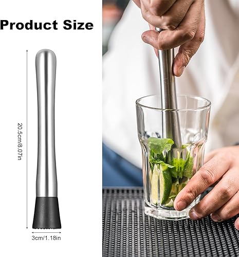 Lot de 2 pilons à cocktail en acier inoxydable pour accessoires de cocktail, pilon à glace, pilon pour caipirinha, cuisine, bar, boissons, mojito - Nail Gallerys