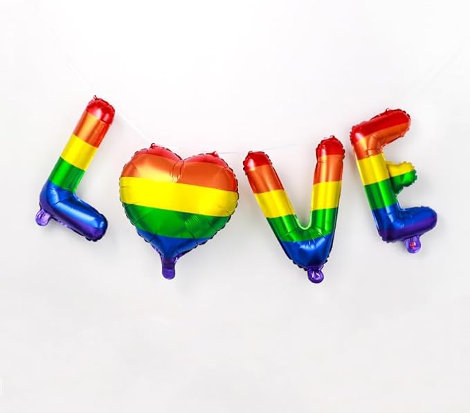 PrideGEO® Lot de 5 ballons de fête en aluminium avec couleur arc-en-ciel LGBT+ pour CSD, carnaval, mariage, anniversaire, etc. - Nail Gallerys