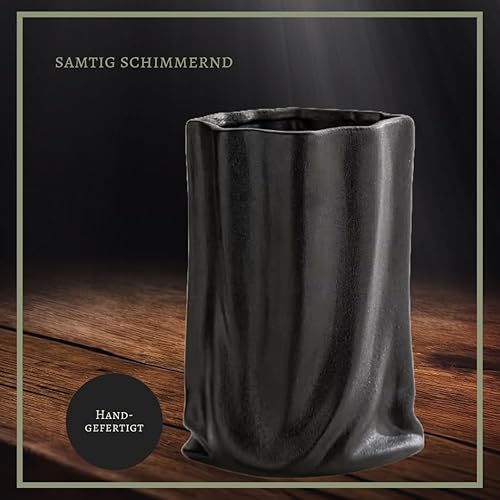 Vase noir - Petit vase en céramique - 20 cm - Décoration de salon moderne - Vases originaux - Décoration de table - Vase tulipe - Nail Gallerys