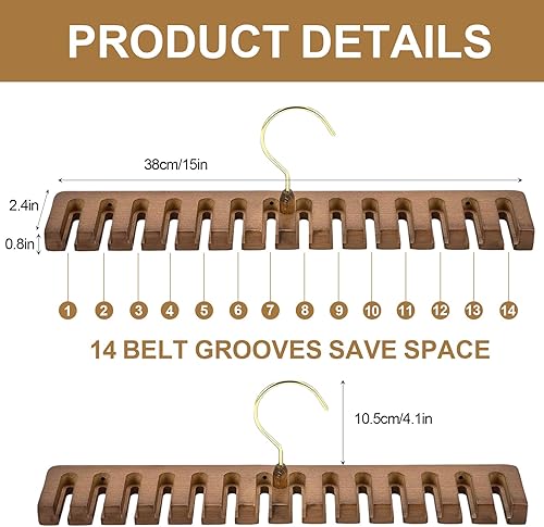 Ksvaye Porte Ceinture en Bois Rangement Ceinture avec 14 Fentes Support de Ceinture Rotatif à 360 °, Porte-Cravates Cintre Ceinture pour Organiser, Garde-Robe, Ceinture - Nail Gallerys