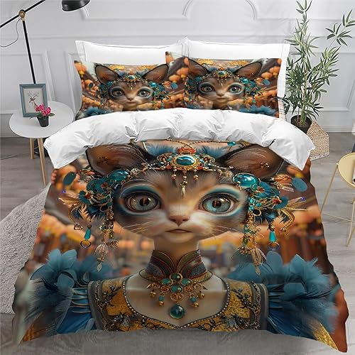 Lion Parure de lit 240x260 Animal Housse de Couette 2 Personne avec Fermeture Éclair Doux Ensemble de Literie 3 Pièces avec 2 Taies d'oreiller 50x75 - Nail Gallerys