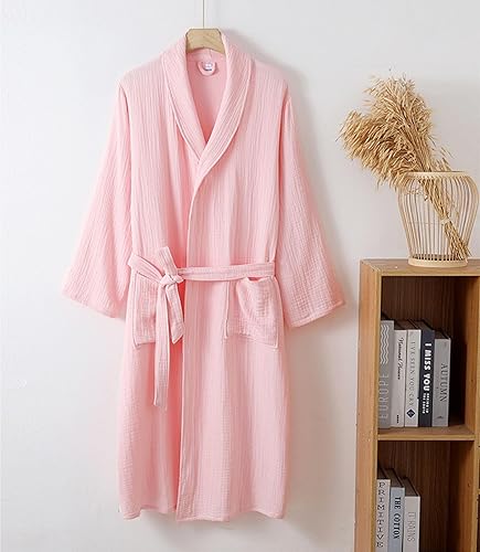 Peignoir en coton pour femme, col châle, kimono, robe de spa, gaze triple épaisseur, pyjama, chemise de nuit - Nail Gallerys