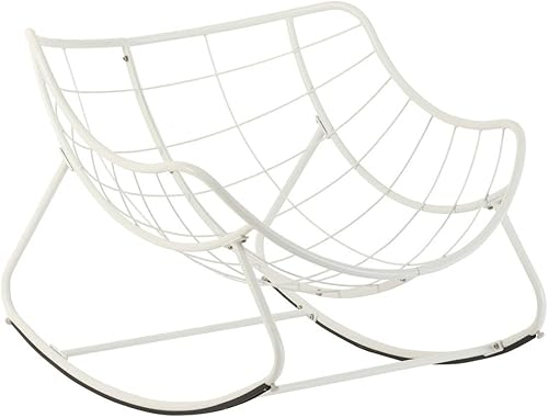 Hespéride - Fauteuil Oeuf à Bascule Paopao Beige et Blanc - 96 X 84 X 109 cm - Acier Anti-Rouille - Mobilier d'Extérieur pour Terrasse Balcon Patio - Nail Gallerys