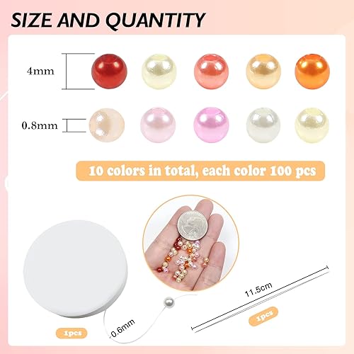 TOAOB 1000pcs Perles de Plastique Perles de Nacrées Rondes Thème Rose Imitation perles Perles de Spaceur 4mm pour DIY Artisanat Colliers Bracelets Boucles D'oreilles Fabrication de Bijoux - Nail Gallerys