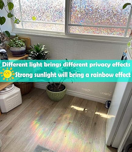 Film Fenetre Anti Regard,Film Fenetre 3D Rainbow Film Film Adhésif Statique Privacy Accrocing Stickers Teintures Stickers en Vinyl Verre décoratif Anti -Uen Teinte en verre for la maison(60x100 cm) - Nail Gallerys