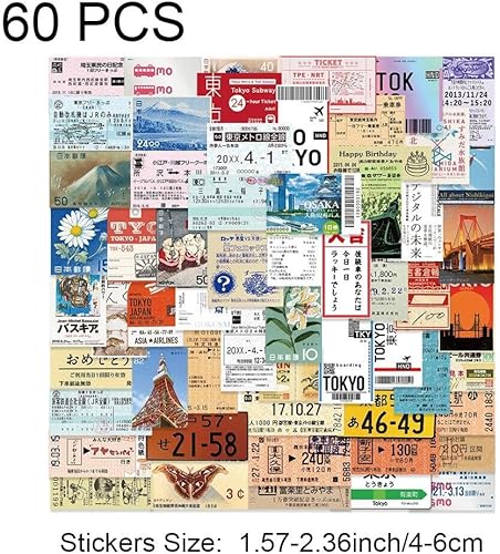 60 Pcs Autocollants De Billets Japonais Pack D'autocollants De Billet De Imperméables pour Bouteille D' Ordinateur Portable Skateboard À Bagages Vélo - Nail Gallerys