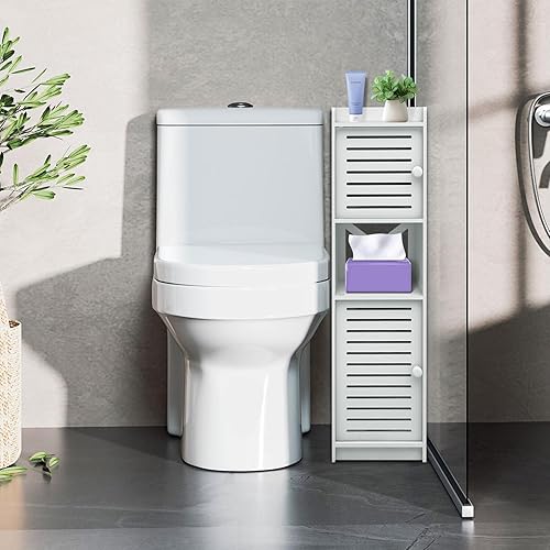 OHMG Meuble Colonne Salle de Bain avec Étagères Ouvertes et Portes,Petit Armoire Salle de Bain,Meuble de Rangement,pour Salon,WC,Cuisine,Entrée (24 * 20 * 75cm-2) - Nail Gallerys