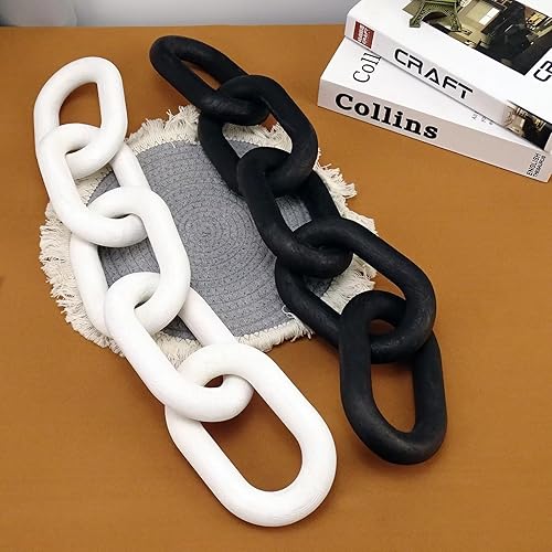 HAN-LBG Décoration de maillons de chaîne en Bois, chaîne en Bois décorative Boho sculptée à la Main Ornement de nœud de chaîne en Bois à 5 maillons pour Ferme Chambre Salon Table Basse - Nail Gallerys