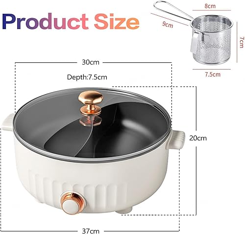 ARTSIM Hot Pot, RevêTement AntiadhéSif Appareil A Fondue IdéAl pour Les RéUnions De Famille (avec 2 Filets Non éTanches),Red - Nail Gallerys