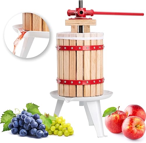tectake® Pressoir a fruit manuel Presse agrumes en Bois avec tissu de pressage inclus - Capacité 12L - Extracteur jus Juicer Jus de fruits Pomme Poire Raisin Presse Orange Citron - Nail Gallerys
