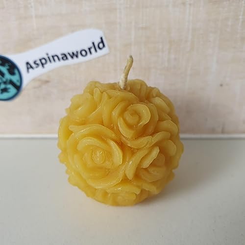 Bougie en cire d'abeille - Boule de rose - 3,5 cm - 100 % cire d'abeille pure - Nail Gallerys