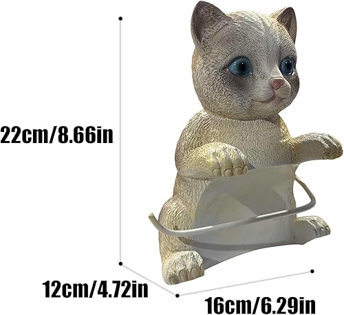 Porte-papier toilette en forme de chat, porte-serviettes en papier amusant, distributeur de mouchoirs mural en résine, statue d'animal, organisateur décoratif de salle de bain et de cuisine, support - Nail Gallerys