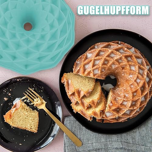 Moule à Kouglof en Silicone, 23 cm Moule à Bundt Gâteau, Moule à Brioche en Silicone, Moule à Kouglof pour la Fabrication de Pains, Mousses et Gâteaux, Vert - Nail Gallerys