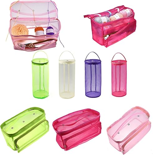 DINSOAVR Sac de rangement portable en maille pour fil à crochet, accessoires de couture, sac de rangement pour fournitures de tricot - Nail Gallerys