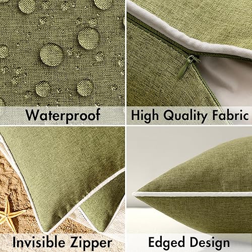 EMEMA Lot de 2 housses de coussin décoratives imperméables en polyester pour extérieur, jardin, canapé, salon, lit - 40 x 40 cm - Vert foncé - Nail Gallerys