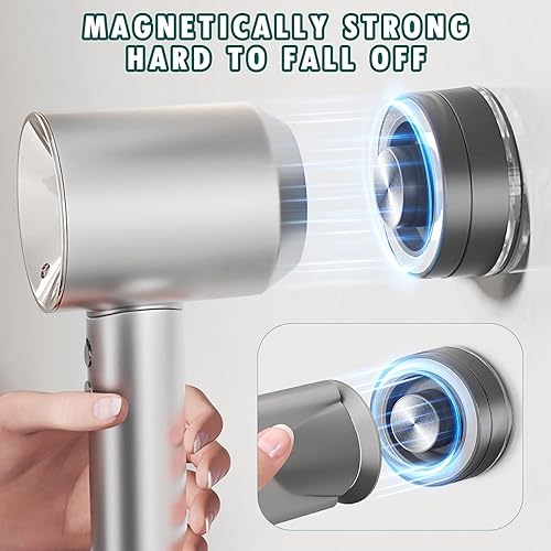 Dayinkes Support magnétique pour sèche-cheveux à ventouse, sans poinçon, support mural amovible pour sèche-cheveux, gris, plastique, montage mural, pour salle de bain et chambre à coucher - Nail Gallerys