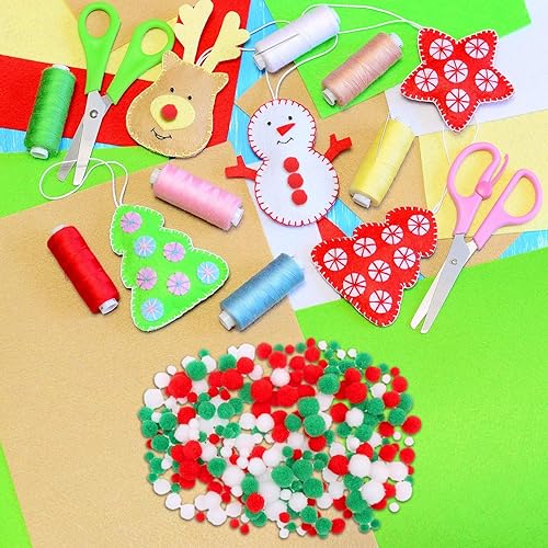 500 Pièces Pompons de Noël Pompons Assortis Petits Pompons d’Artisanat Boules de Pom Duveteuses pour Artisanat Bricolage de Noël Fourniture de Décoration de Fête, 3 Tailles - Nail Gallerys