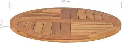 vidaXL Table Ronde en Bois de Teck Massif 2,5 cm 70 cm - Nail Gallerys
