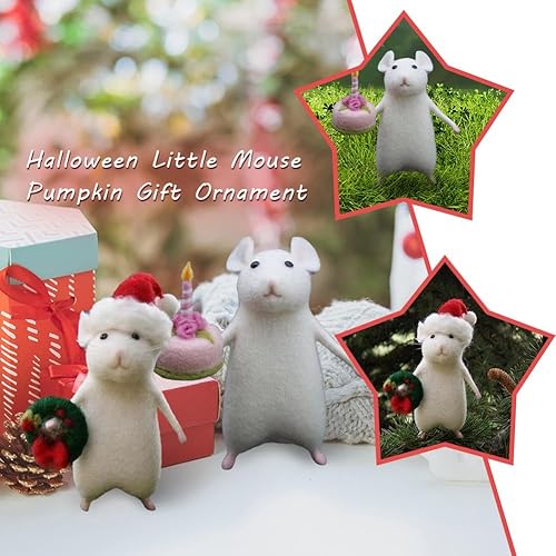 LQQDREX Souris de Noël feutrée à l'aiguille, jolie souris de Noël en feutre de laine, décoration de Noël faite à la main pour la maison, cadeaux de Noël - Nail Gallerys