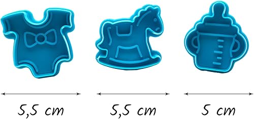 Lot de 3 emporte-pièces pour biscuits BABY SHOWER Gender Reveal Party, moules 3D en plastique pour gâteaux, pâtes de sucre, décorations de gâteau, idéales pour les enfants et les fêtes, 3 tailles (lot - Nail Gallerys