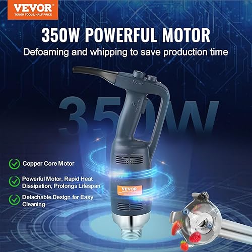 VEVOR Mixeur Plongeant Commercial 350 W, Mélangeur à Main Immersion Tige de406 mm, Mixeur Portable Vitesse Variable en Continu, avec Lame en Acier Inoxydable, pour Soupe Sauce Purée Aliments Crème - Nail Gallerys